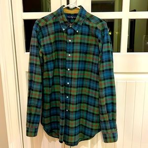 Men’s green and blue Ralph Lauren polo large flannel button down shirt